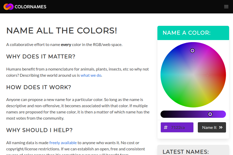ColorNames - 颜色命名与色彩灵感平台 截图