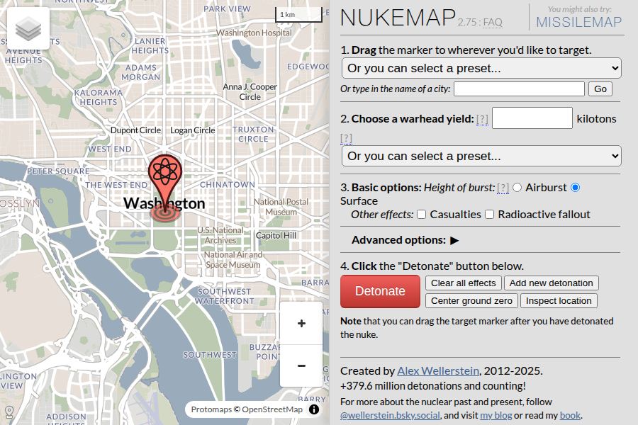 核武器爆炸模拟器 - NUKEMAP 截图