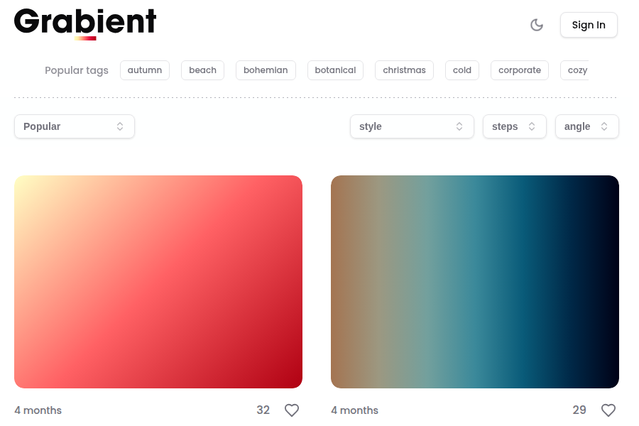 Grabient - 在线CSS渐变生成器 截图